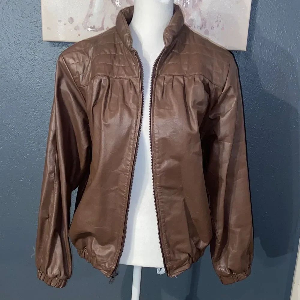 Vintage 80’s Brown Leather Jacket ladies 11/12